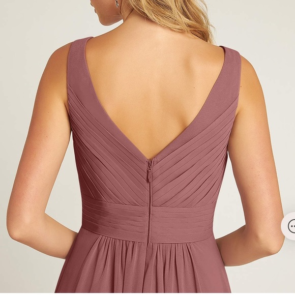 NWT Azazie Pierrette V-Neck Dress Desert Rose A4 - Picture 5 of 16